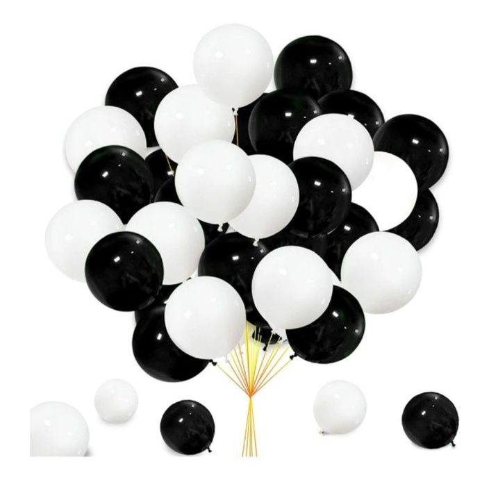 Black & White 40 Balloons Pack For Birthday & Anniversary Baloons Decoration - Party & Wedding Decoration