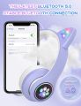 Cat Ear Headset, Bluetooth 5.0 LED Cat Ear Headphones Kids Headset Young Glowing Cat Ear Headphones - Bluetooth Headphones for Kids, Cute Ear Cat Ear LED Light Up Foldable Headphones. 