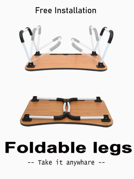 Wooden%20Gaming%20Laptop%20Table%20%7C%20Bed%20Foldable%20Stand%20Ergonomic%20Portable%20Drawing%20Notebook%20Reading%20Food%20Breakfast%20Serving%20with%20Inbuild%20Tablet%20and%20Cup%20Holder%20Slots%20-%20Image%203