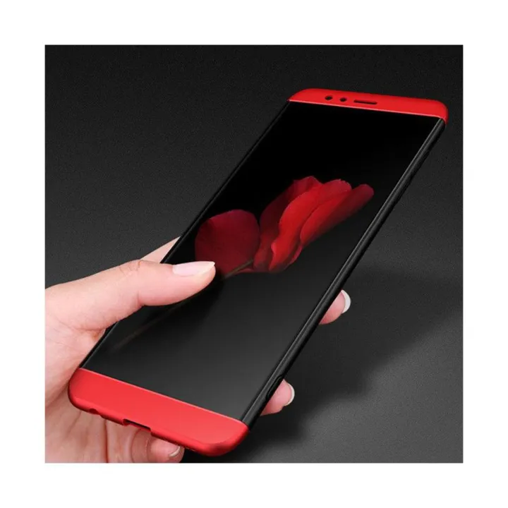 Huawei Mate 10 Lite Shockproof 3 in 1 Full Body 360 Protection Case Cover - Black & Red