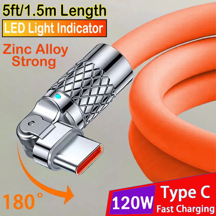 180%C2%B0%20Rotation%20120W%20Type%20C%20Fast%20Charging%20Cable%20with%20Light%20Indicator,%20Zinc%20Alloy%20and%20Liquid%20Silicon%20Elbow%20Design%20for%20Xiaomi%20Samsung%20OPPO%20VIVO%20-%20Image%209