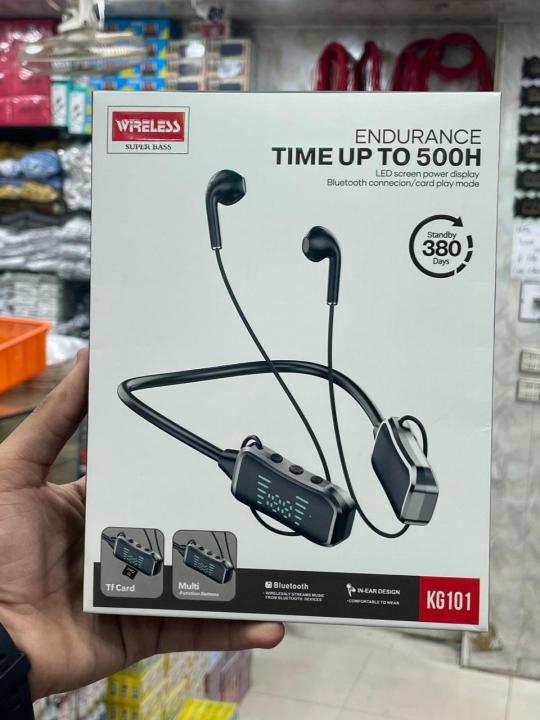 Kin KL50 Bluetooth Neckband with LED Screen, TF Card, Super Bass & 48H ...
