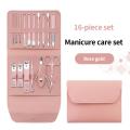 Professional 16pcs Manicure Set Stainless Steel Nail Clipper Set Nail Scissors Tweezer Foot Hand Care Tools Grooming Kit with PT Leather Casing. 