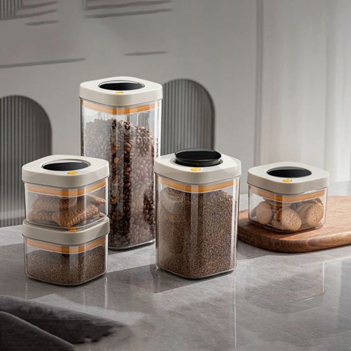 Multifunctional 380/1100/1800ml Vacuum Seal Container Box Press-type Fresh-Keeping Sealed Jar Plastic Moisture-proof Coffee Beans Storage Box Food Storage Box