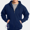 Plain Navy Blue Fleece Zipper Hoodie / Jacket for Men. 