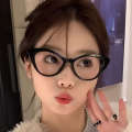 Korean nude pink daily decoration frame spicy girl's same style plain glasses fashionable cat eye anti blue light glasses. 