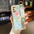 dienya For Realme 7 Pro Case With Wristband Cartoon Cute Flower New Design Square Edge Shockproof Phone Shell Cases Pattern Plating Silicone Casing Full Cover Camera Thin Protection SoftCase. 