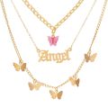 Zovoli New Layered Butterfly Angle Pendant Necklace Gold Chain Necklaces For Women Girl Boho Jewelry Trend. 