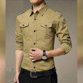 Xeesh Collection Khaki Double Pocket Style Shirt For Men EC-126(A). 