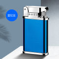 Creative Blue Flame Windproof Straight Metal Lighter Portable Personalized Open Fire Inflatable Wenzhou Lighter Wholesale. 