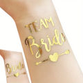 12pcs Combination Golden Team Bride Tattoo Sticker Bride To Be Bachelorette Party Hen Party Bridal Shower Wedding Party Decor. 