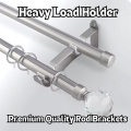 1 peice Stainless Steel Double Curtain Rod Brackets - Heavy-Duty Wall-Mount Holders for Window Curtains, Adjustable Support for 1 Inch Rods, Modern Design for Home or Office. 