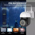 Outdoor Full HD PTZ IP Wireless Security Camera, Dome 360, WiFi CCTV Surveillance Camera, Pan / Tilt - Weatherproof - Night Vision - LED Lights - Two Way Audio - Motion Detection - SD Card Slot. 