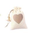 10pcs/lot White Khaki Drawstring Linen Love Gift Bag Halloween Valentine's Day Christmas Party Wrapping Bag 10x14cm Key Storag. 
