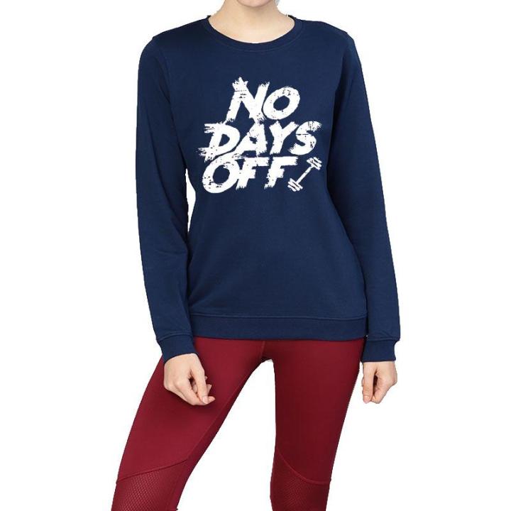 NO DAYS OFF Navy Blue Fleece Winter High Quality Sweatshirt For Women