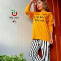 yellow New LMS printed summer night suit for women soft n comfortable febric. 