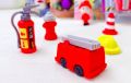 Fire  Fighter 6 Pieces Hero Eraser Set Gift Box Christmas Gift Fire Truck Modeling Fire Fighting Eraser Set Non-PVC Mini Rubber Erasers for Pencil Kids Gift School Student Brand: HOMIES. 