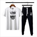 Black Live like a king printed summer gymwear trackuit trouser & t-shirt for men and boys. 
