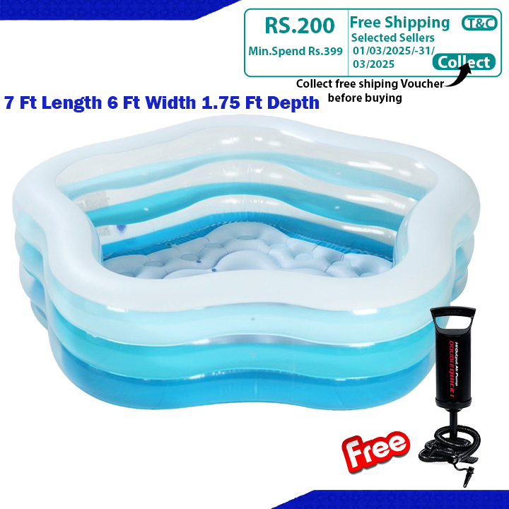 Intex Swimming Pool | Summer Colors Star SWIMMIMG POOL Inflatable Pool with FREE HAND PUMP (73 x 71 x 21 inches) - 56495