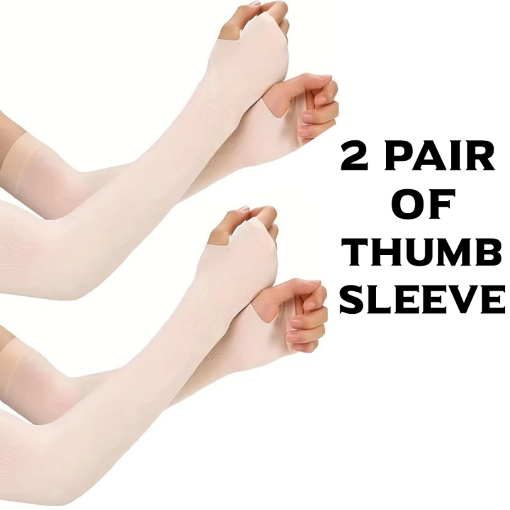 The Memorable Fashion 2 Pair Thumb Hole Arm Sleeves For Girls, Women /Arm Long Sleeves Best For Cycling Golf Running Driving Moisture Wicking Stretch and For Islamic Muslim hijab Girls, Women