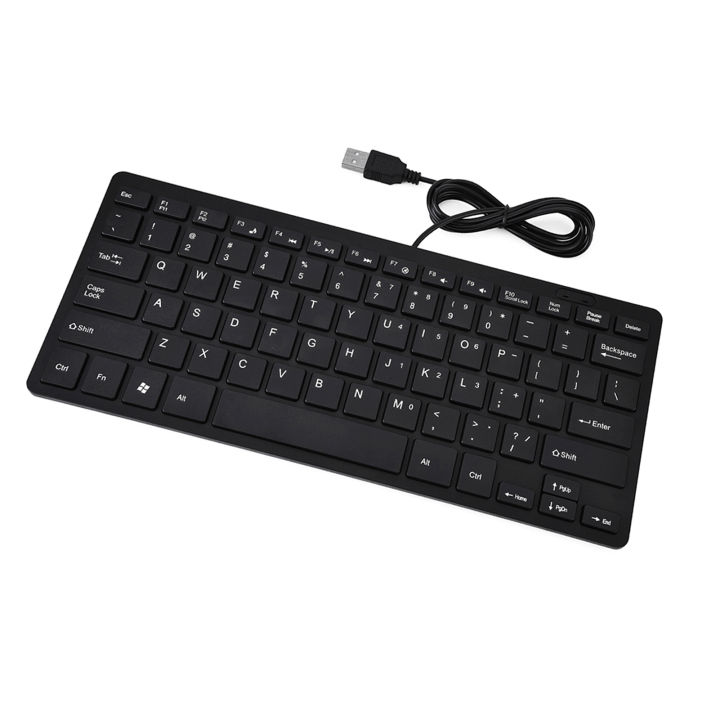 78 Keys Ultra Thin Mini USB Wired Keyboard for Desktop Computer Laptop PC (Black)