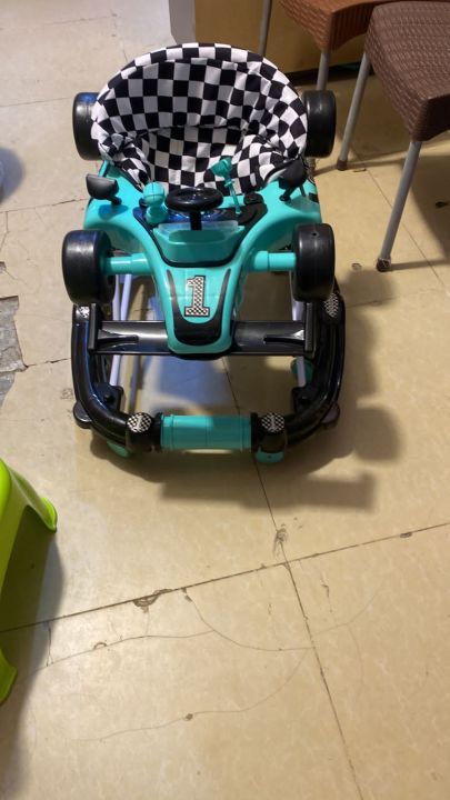 2 in 1 Formula 1 Car Rocker + Baby Walker With Lights & Music, in Random colors