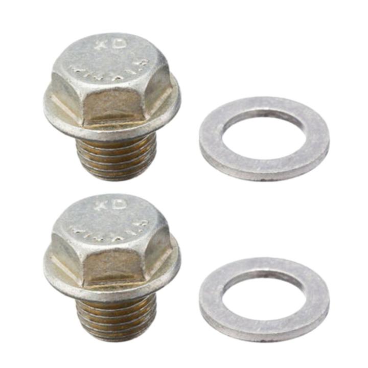 2Pcs Oil Pan Drain Bolt Plug with Washer for Acura Honda Accord Civic 90009-R70-A00
