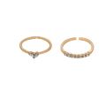 2Pcs Delicate Crystal Heart Rings for Women Girl Accessories Adjust New 2023. 