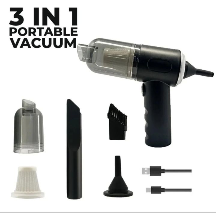 Multifuncton i3-IN-1 Mini Car Vacuum Cleaner & Air Blower Cordless Handheld Auto Vacuum Cleaner for Car Interior, Home, Computer,