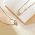 【Closing sale 】Steel Non-Fading Necklace One Diamond Collarbone Chain Rose Luxury High-End Single Zircon Elegant Versatile. 