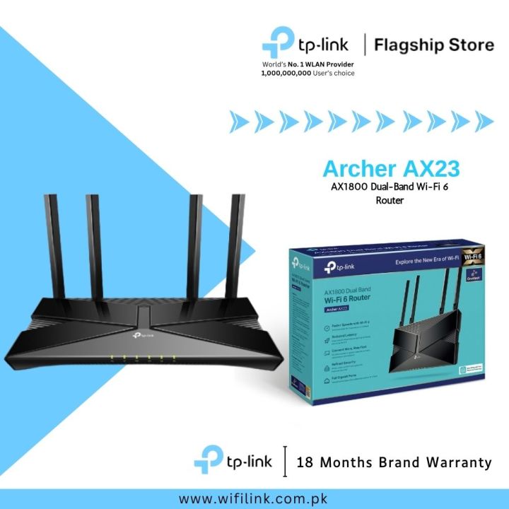 TP-Link Wi-Fi 6 Router Archer AX23 AX1800 Dual Band Gigabit Wi-Fi 6 Router - 18 Months Brand Warranty