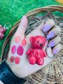 Cute Teddy Bear  Key Chain 6 Pcs Matte  Lip gloss  - 6 Different Colors -. 