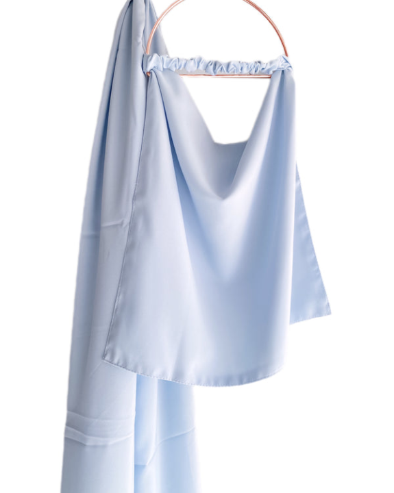 Sky blue niqab and hijab kit for women. Made with soft, breathable fabric for ultimate comfort and modesty. Includes a lightweight, full-coverage niqab and matching hijab, perfect for daily wear, prayers, or special occasions.