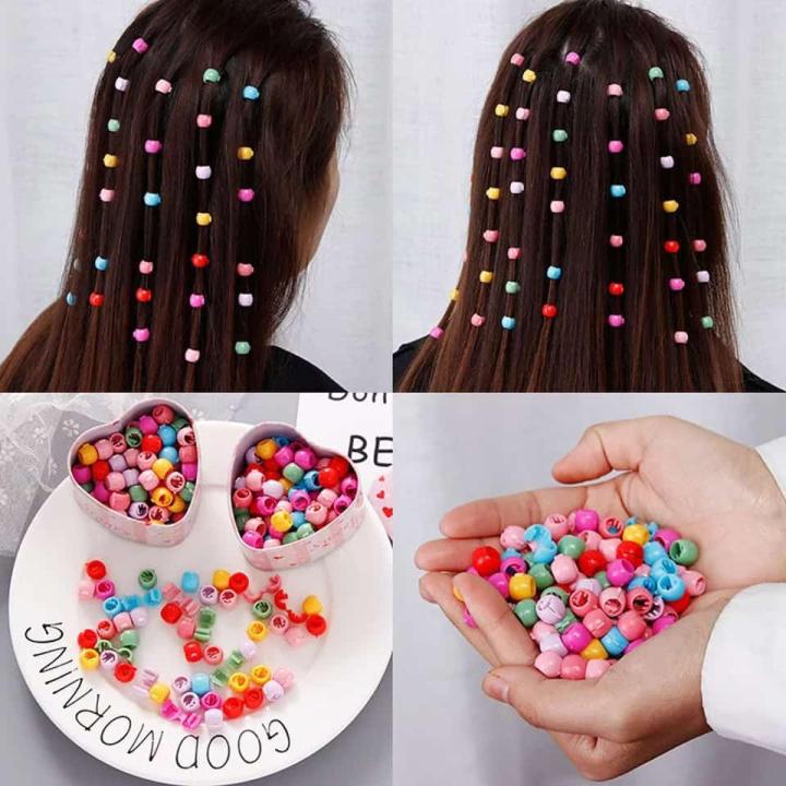 10 pcs Candy Colors Plastic Beads Braids Hair Clip Headwear Girls