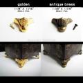 4pcs Brand New Mini Decorative Antique Brass Golden Metal Jewelry Chest Box Wooden Case Feet Leg Corner Protector 29x17mm. 