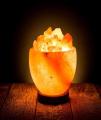 Novelty Night Light Hand Carved Bowl Shape Natural Crystal Himalayan Salt Lamp Night Light Stress Reliever and Air Purifier. 