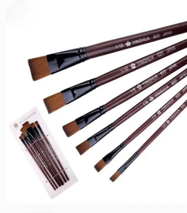 BWS%20YINGHUA%20Art%20Artist%20Supplies%206%20Brown%20Nylon%20Paint%20Brushes%20LW%20!%20-%20Image%202