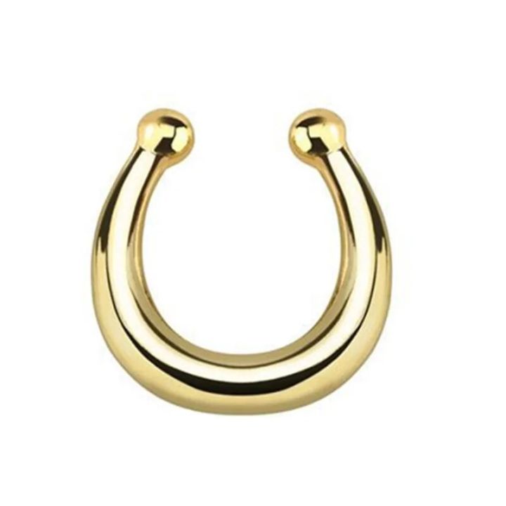 【shengxiong6525】1PCS Zircon Stainless Steel Fake Nose Ring Septum Cheater Clip Non Piercing Ring Septum Jewelry Faux Percing Nez