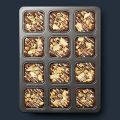 12-Cavity Non-Stick Bakeware Mini Brownie Bar Baking Pan - Square Cake/Muffin/Cheesecake Tray. 