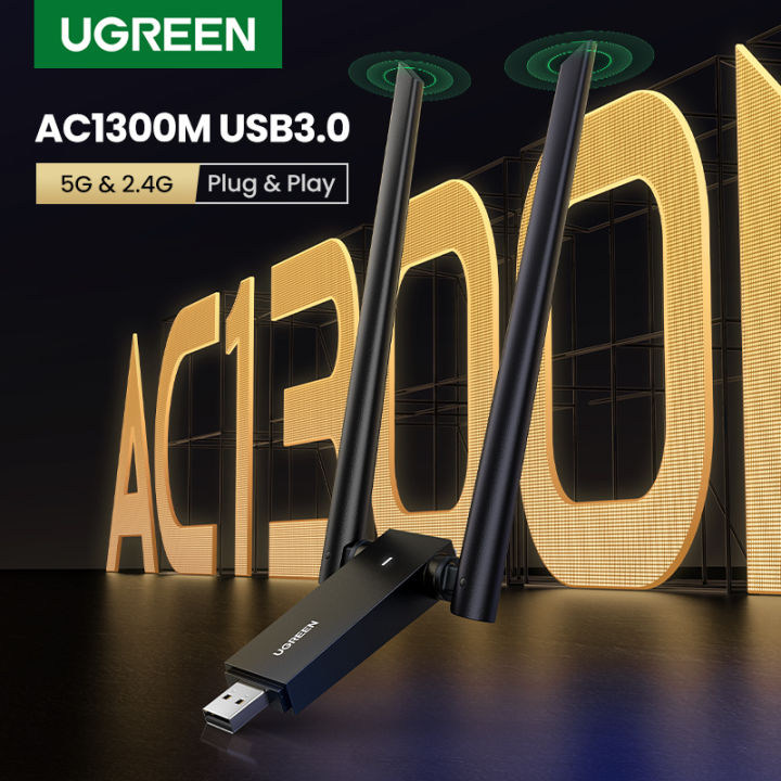 UGREEN AC1300 USB WiFi Adapter for Desktop PC Laptop High Gain Dual