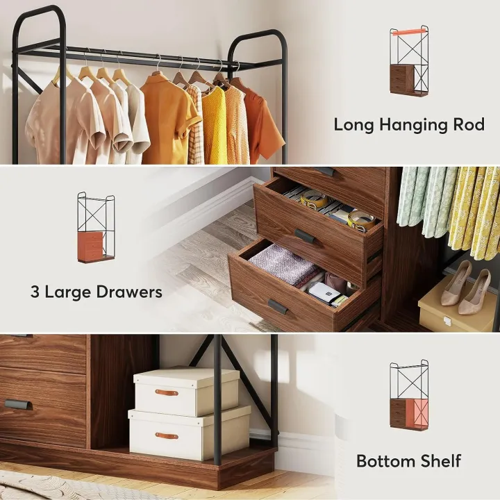 Customised%20Freestanding%20Clothes%20Rack%20with%203%20Drawers,%20Industrial%20Garment%20Rack%20Wardrobe%20Closet%20with%20Hanging%20Rod,%20Heavy%20Duty%20Wood%20Closet%20Organizer%20for%20Bedroom,%20Customizable%20-%20Image%207
