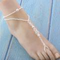 Pearl Barefoot Sandal Anklet Foot Chain Toe Ring Beach Ankle Bracelet for Women. 