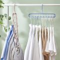 9-hole Space Saving Hanger Multi-functional Hanger Creative Rotating Folding Hanger Storage Shelf Saves Wardrobe Space Clothes Hanger. 