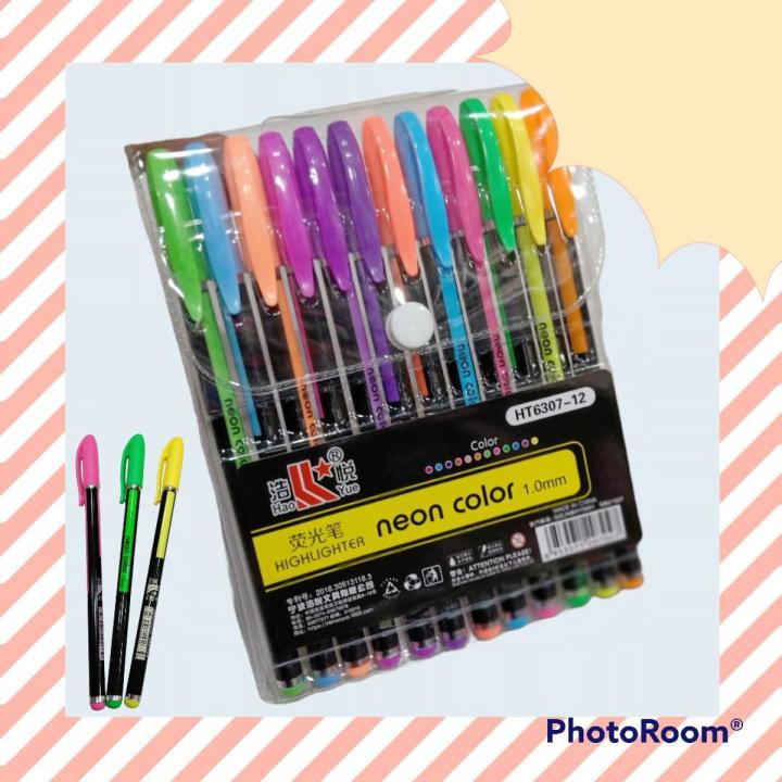 neon pens Jel pens neon ball pens fluorescent colours 1mm highlighters ...