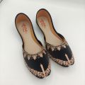 Black with Golden Floral Stylish Handcraft Black khussa for Girls Khusa For Women Khusa For Girl. 