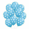 Pack Of 100 - 12 Inch Latex Skye Blue Polka Dot Balloon - Skye Blue !. 