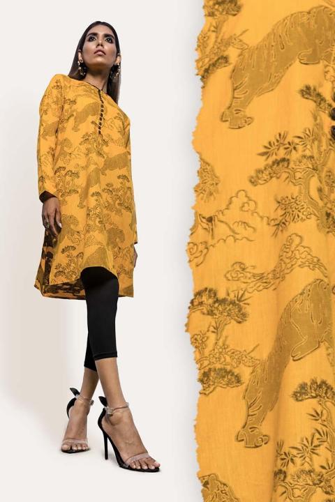 EGO Fall Collection 2019  Tigeer  Mustard Unstitched - 1 PCs Suit for Women