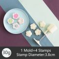 5Pcs/set Mooncake Mold 30g/50g/75g Cherry Blossom Flower Sakura Pattern Moon Cake Mung Bean Cake Hand-Press Stamps Baking Tools. 