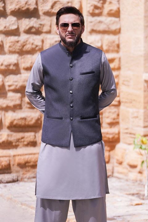 Shahid Afridi Grey Waist Coat For Men - Waistcoat For Men With Pockets