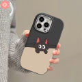 Creative Lovely Cartoon Black Rabbit Cat Couple Case for Realme Note 50 C67 C55 C51 C15 C53 C25Y C30 C55 C12 C25s C25 C21Y 5i 8i 6i 5 5s C11 C20 C20A Luxury Plating Metal Soft Case. 